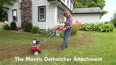 Mantis Tiller Dethatcher Attachment - YouTube