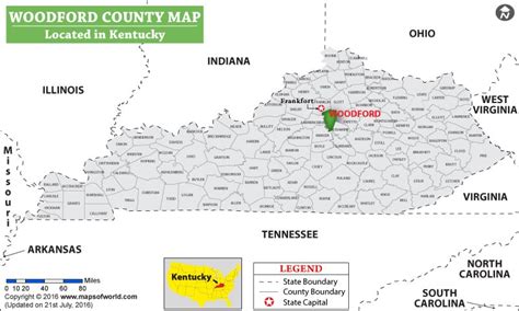 Woodford County Map, Kentucky