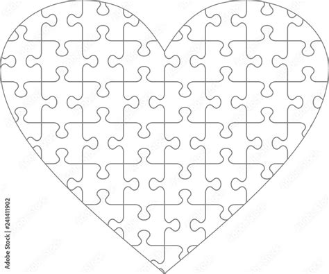 Heart shaped jigsaw puzzle blank template with classic style transparent (for vector mode ...