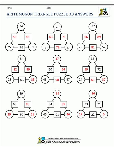 Printable Math Puzzles 5Th Grade – Printable Triangle Puzzle ...