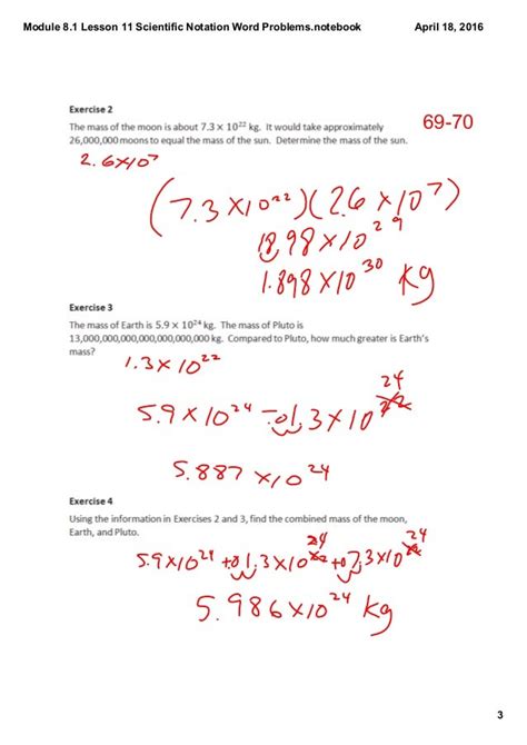 Module 8.1 lesson 11 scientific notation word problems