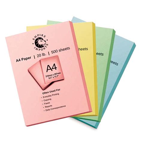 Empire Imports 20 lb. Colored Paper, A4 Size, 1 Ream, 500 Sheets - Empire Imports