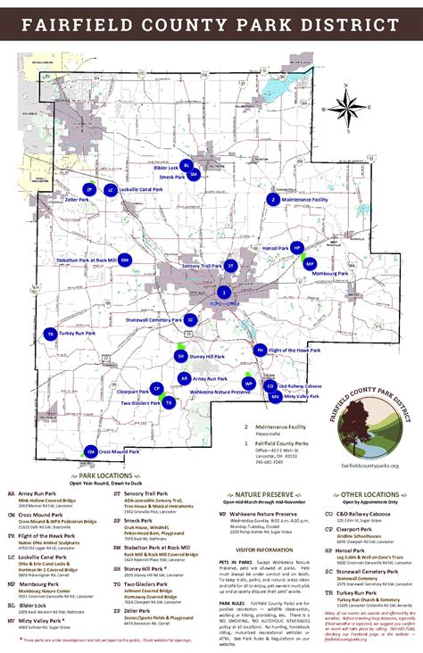 Map of Locations – Fairfield County Park District