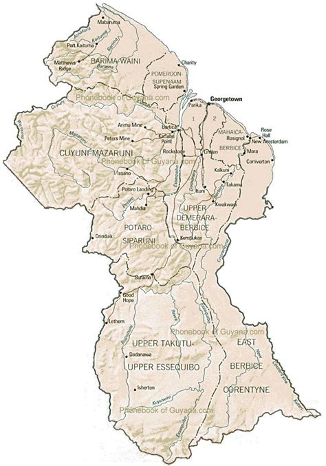 Large detailed administrative map of Guyana with cities. Guyana large detailed administrative ...