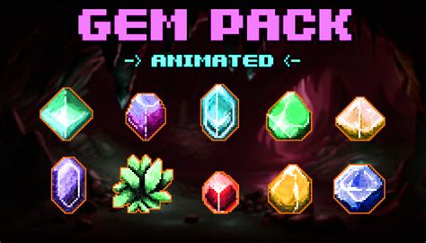 Pixel Art Gem Pack - Animated | GameDev Market