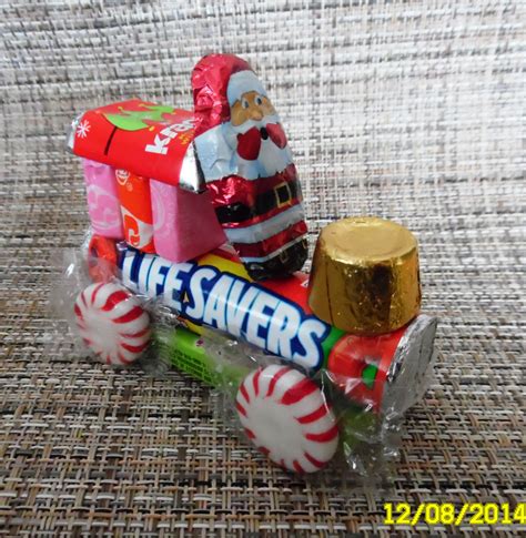 Lifesaver Christmas candy train. One roll lifesavers, 1 pack Doublemint gum, 4 starligh ...