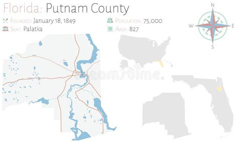 Map of Putnam County in Florida Stock Vector - Illustration of geography, nation: 184211820