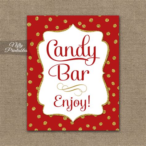 Candy Buffet Sign - Red Gold Holiday - Nifty Printables