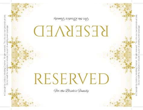 DIY Printable Wedding Reserved Sign Template Editable MS - Etsy