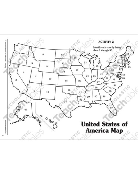 United States Map Numbered