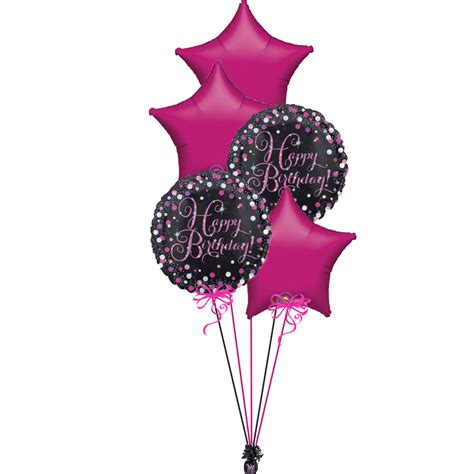 Black & Pink Happy Birthday Bunch | Magic Balloons