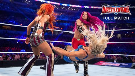 Charlotte Flair vs. Sasha Banks vs. Becky Lynch - WWE Women's Title Triple Threat Match ...