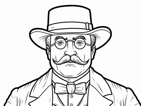 Teddy Roosevelt'S Era Brought To Life In Color - Coloring Page