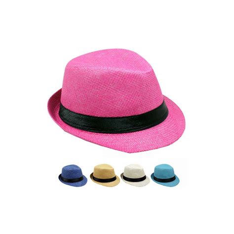 24 Wholesale Children Assorted Colors Fedora Hat With Black Band - at - wholesalesockdeals.com