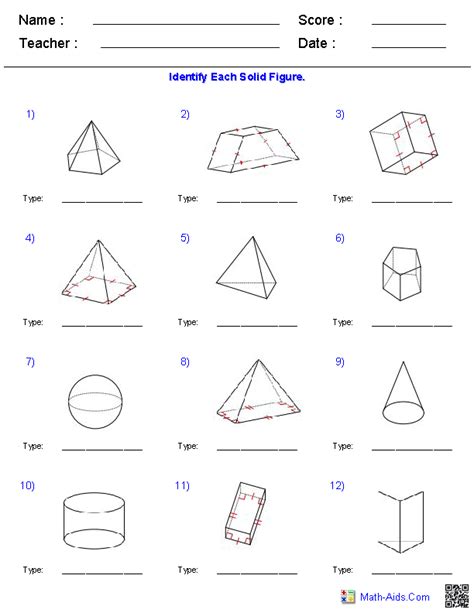 Area Volume And Surface Area Worksheets