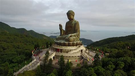 Big Buddha Hong Kong 360 degree from the Air, Ngong Ping 360 Lantau ...