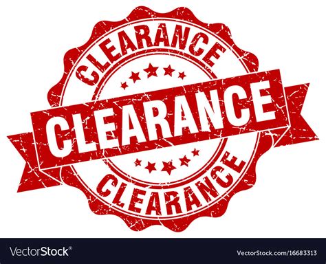 Clearance stamp sign seal Royalty Free Vector Image