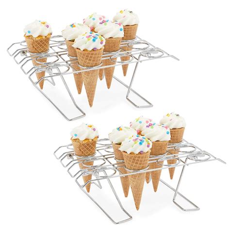 2-Pack Metal Foldable Ice Cream Cone Holder Stand Rack for Party ...