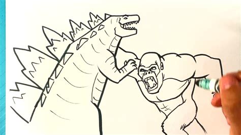 AMAZING How to Draw GODZILLA VS KING KONG Fighting - YouTube