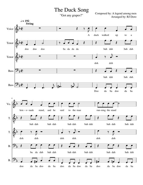 The Duck Song Sheet music for Vocals, Tenor, Bass (Choral) | Musescore.com