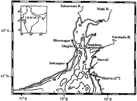 Map of the gulf of Khambhat | Download Scientific Diagram