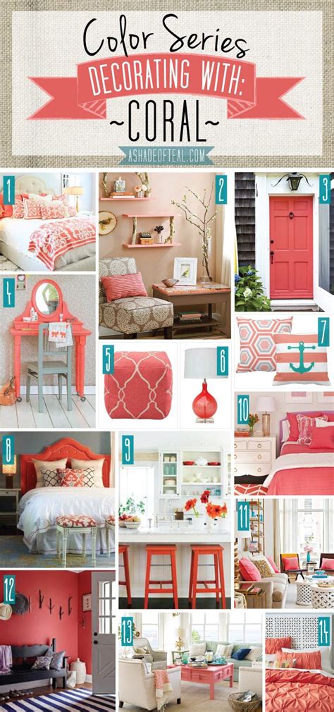 Color Series; Decorating with Coral | A Shade Of Teal | Coral home decor, Bathroom decor colors ...