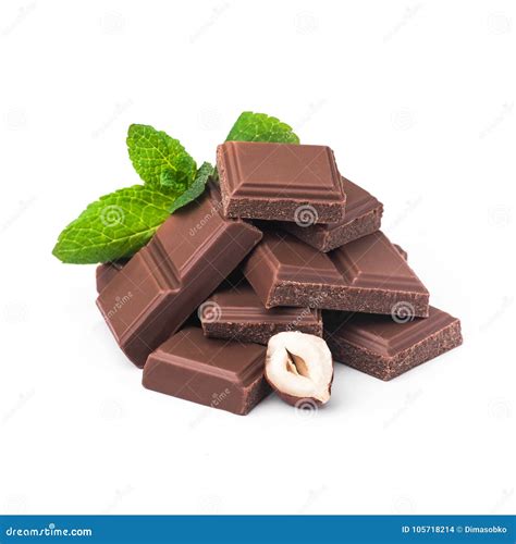 Tasty Chocolate Bar with Nuts Isolated Stock Photo - Image of milk, nutrition: 105718214