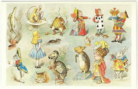 Postcard of Alice in Wonderland Characters from 1865 Book - Repro ...