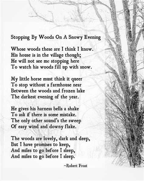 Stopping by Woods on a Snowy Evening, Robert Frost Poem, , Poetry Art ...