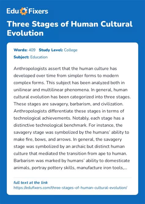 Three Stages of Human Cultural Evolution