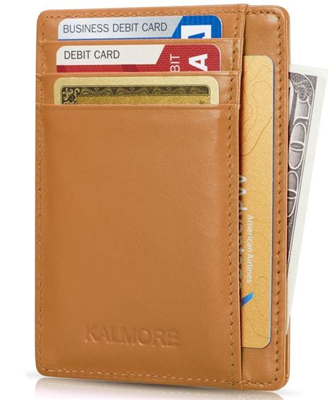 Credit Card Holder with ID Window,RFID Protected card wallet,Genuine Leather Slim Wallets for ...