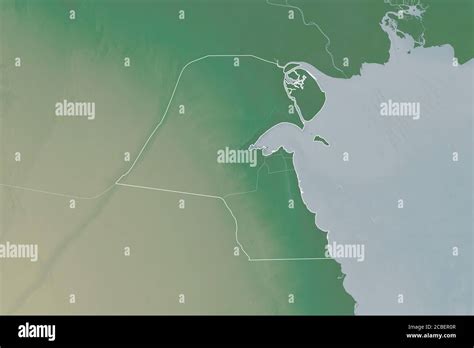 Extended area of Kuwait with country outline, international and ...