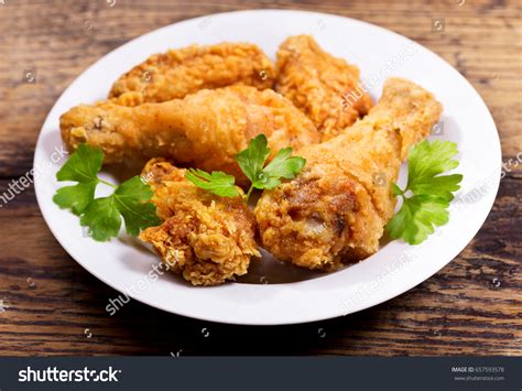 Fried Chicken Plate On Wooden Table Stock Photo 657593578 | Shutterstock