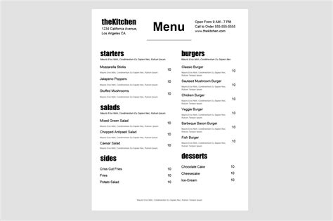 Minimal Food Truck Word Menu Template - 33 - Restaurant Spider