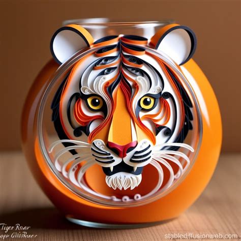 Tiger Roar Face Drawing in Jar | Stable Diffusion Online