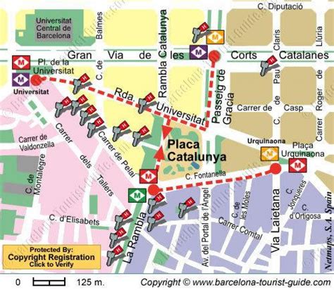 Catalunya Barcelona - mapa Barcelony, plaça Catalunya (Katalonia w Hiszpanii)