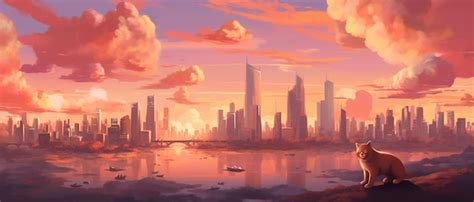 Premium AI Image | A city with a sunset in the background