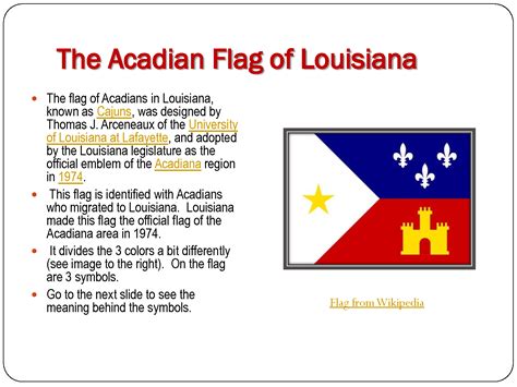 The Acadian Flag of Louisiana I live in Acadiana and this flag is very familiar to me ...