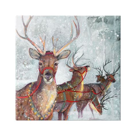 Stupell Industries Winter Reindeer Holiday Landscape Holiday Painting ...