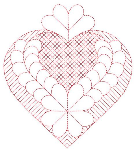 Heart quilt motif Hand Quilting Patterns, Quilting Stencils, Quilting Templates, Free Motion ...