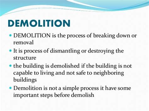 Building demolition techniques and methods