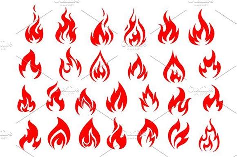 Red fire icons and pictograms set | Fire icons, Red fire, Pictogram