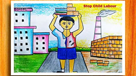 Stop Child Labour Drawing|World Day Against Child Labour Poster Drawing|Easy Drawing For Kids ...