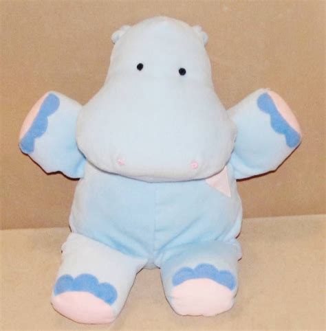 12" Kids II Blue Pink Hippo Plush Rattle Baby Toy Stuffed Animal Laying Down | Pet toys, Baby ...