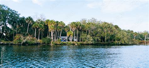 Riverview, Florida, USA - 02 10 2022: River view house and dock along ...