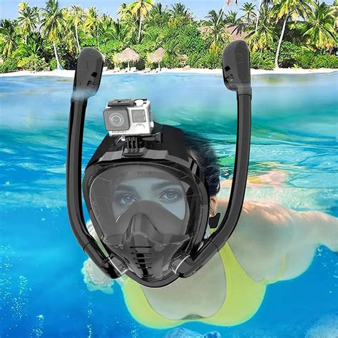 Full Face Snorkel Mask 180°Panoramic View Silicone Dry Top Snorkeling ...