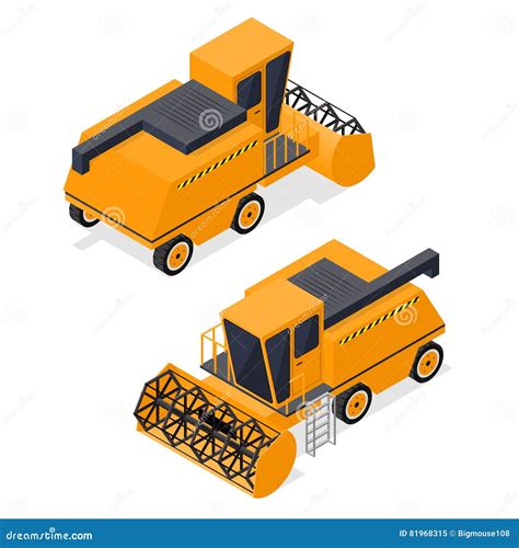 Combine Harvester Set Isometric View. Vector Stock Vector - Illustration of plant, modern: 81968315