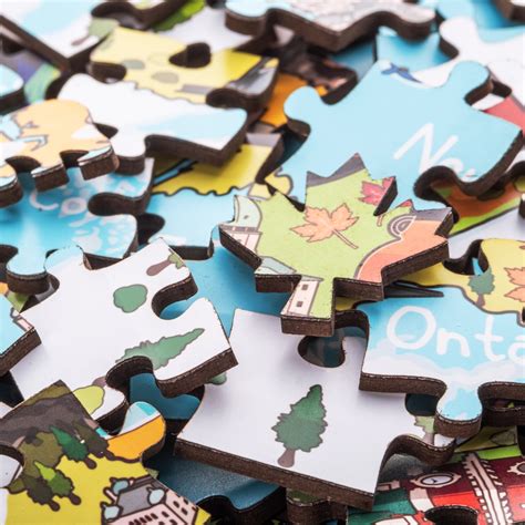 Canada Map Wooden Jigsaw Puzzle for Kids and Adults, 152 Pieces 10x15 Handmade Education Board ...