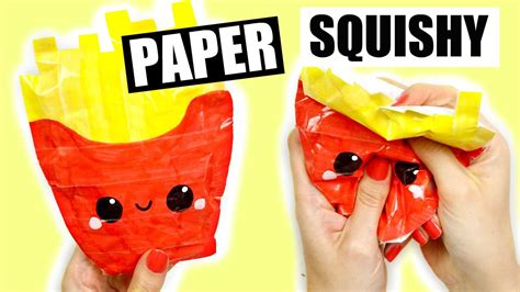 DIY paper squishy french fries | PAPER SQUISHY WEEK #1 - YouTube