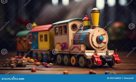 Wooden Toy Steam Locomotive Stock Image - Image of design, green: 292164825